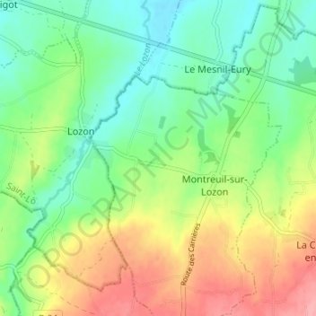 Mappa topografica Le Glinel, altitudine, rilievo