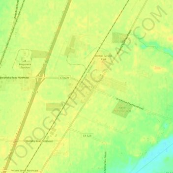 Mappa topografica Brooks, altitudine, rilievo