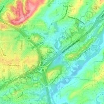 Mappa topografica Cedar Crest, altitudine, rilievo