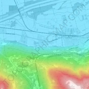 Mappa topografica Contone, altitudine, rilievo