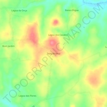 Mappa topografica Testa Branca, altitudine, rilievo
