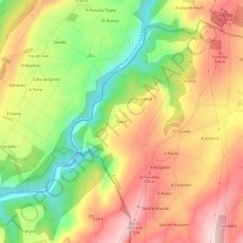 Mappa topografica Framil, altitudine, rilievo
