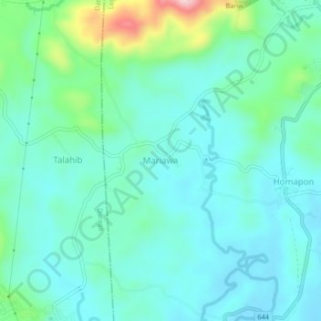 Mappa topografica Mariawa, altitudine, rilievo