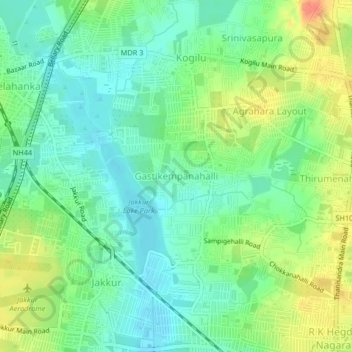Mappa topografica Gastikempanahalli, altitudine, rilievo