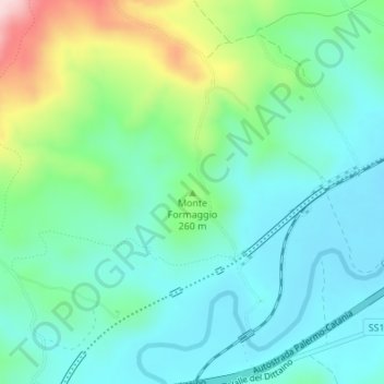 Mappa topografica Monte Formaggio, altitudine, rilievo