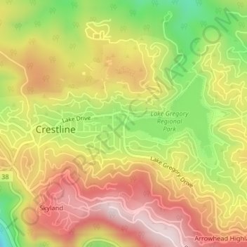 Mappa topografica Crest Line Park, altitudine, rilievo