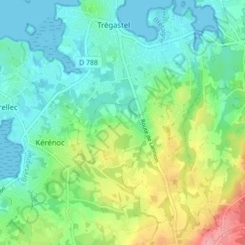 Mappa topografica Kerianegan Vraz, altitudine, rilievo