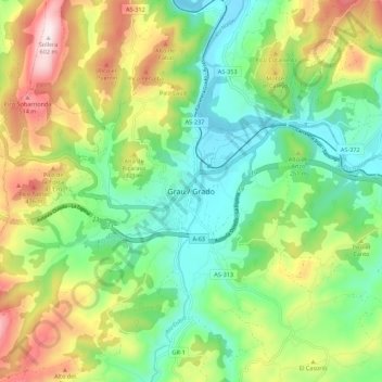 Mappa topografica Grado, altitudine, rilievo