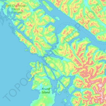 Mappa topografica Piper Island, altitudine, rilievo