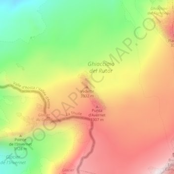 Mappa topografica Vedette, altitudine, rilievo