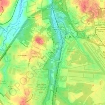 Mappa topografica Stoney Run, altitudine, rilievo