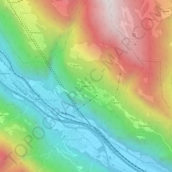 Mappa topografica Bidesco, altitudine, rilievo