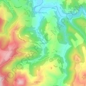 Mappa topografica La Verdolle, altitudine, rilievo
