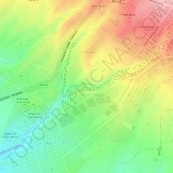 Mappa topografica Ruta del Sillar, altitudine, rilievo