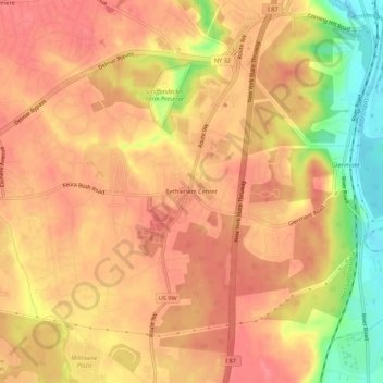 Mappa topografica Bethlehem Center, altitudine, rilievo