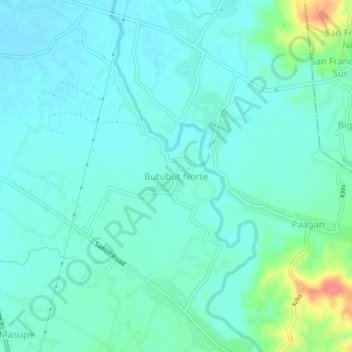 Mappa topografica Butubut Norte, altitudine, rilievo