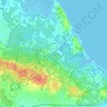 Mappa topografica Barnes Hole, altitudine, rilievo