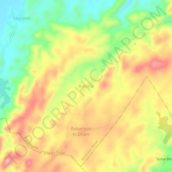 Mappa topografica Balicha, altitudine, rilievo