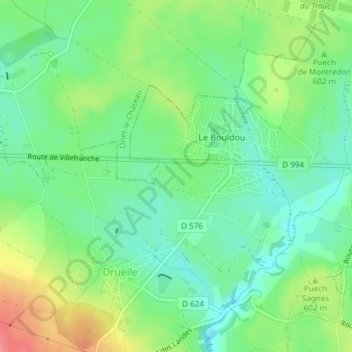 Mappa topografica Les Bastides, altitudine, rilievo