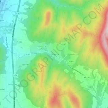 Mappa topografica Coste Lenne, altitudine, rilievo