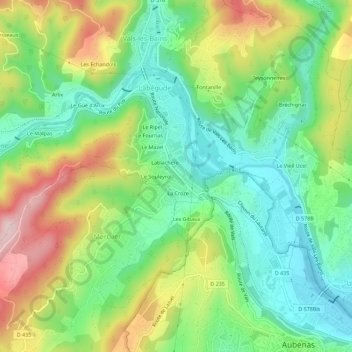 Mappa topografica Lautaret, altitudine, rilievo