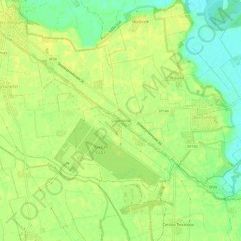 Mappa topografica Colombina, altitudine, rilievo