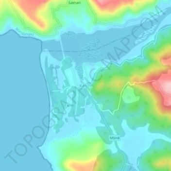 Mappa topografica Kelshi, altitudine, rilievo