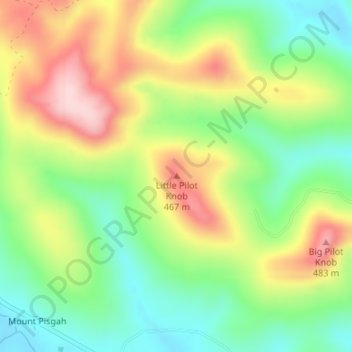 Mappa topografica Little Pilot Knob, altitudine, rilievo