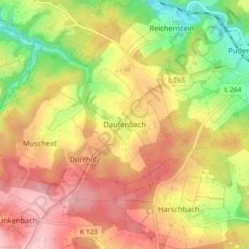Mappa topografica Daufenbach, altitudine, rilievo