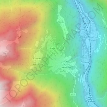 Mappa topografica Le Jarre, altitudine, rilievo