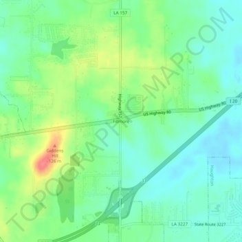 Mappa topografica Fillmore, altitudine, rilievo