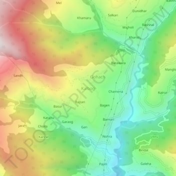 Mappa topografica Kalbog, altitudine, rilievo
