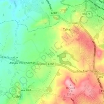 Mappa topografica Dunkirk, altitudine, rilievo