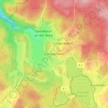 Mappa topografica Schmidthahn, altitudine, rilievo