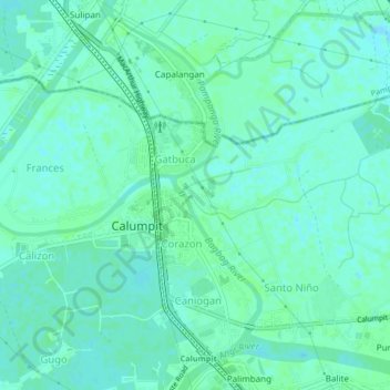 Mappa topografica Sapang Bayan, altitudine, rilievo