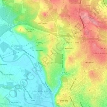Mappa topografica Les Fez, altitudine, rilievo