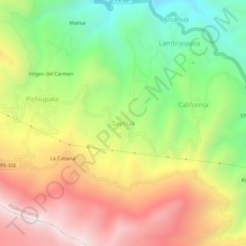 Mappa topografica Sayhua, altitudine, rilievo