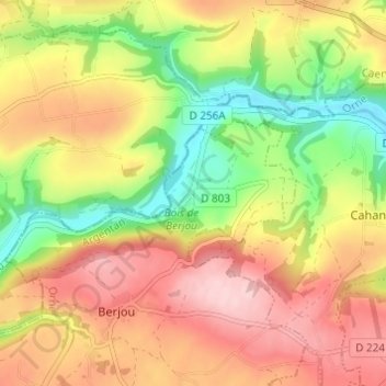 Mappa topografica Cambercourt, altitudine, rilievo