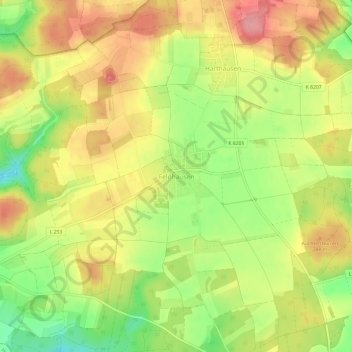 Mappa topografica Feldhausen, altitudine, rilievo