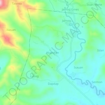 Mappa topografica Alupidian, altitudine, rilievo