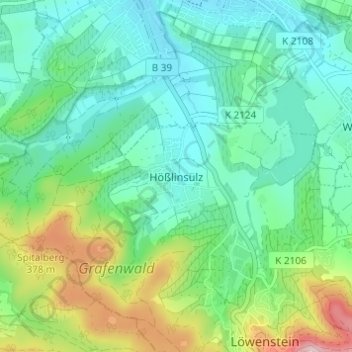 Mappa topografica Hößlinsülz, altitudine, rilievo