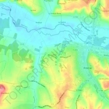 Mappa topografica Faye, altitudine, rilievo