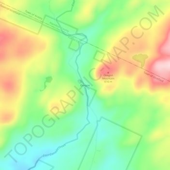 Mappa topografica Oregon, altitudine, rilievo