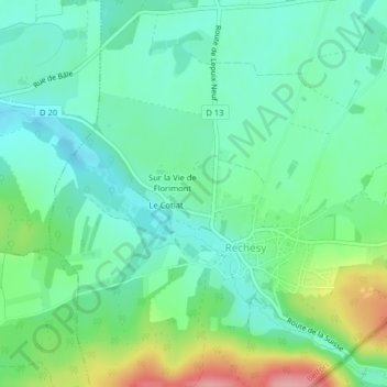 Mappa topografica Claire Baguese, altitudine, rilievo