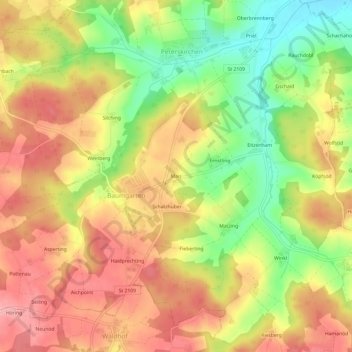 Mappa topografica Mais, altitudine, rilievo