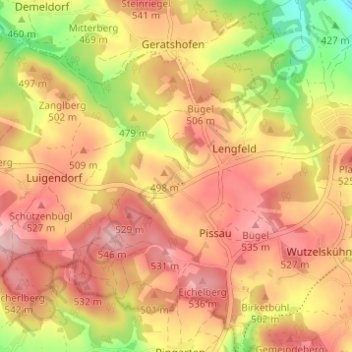 Mappa topografica Ebersdorf, altitudine, rilievo