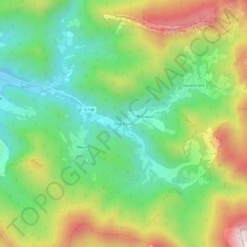 Mappa topografica Ville Basse, altitudine, rilievo