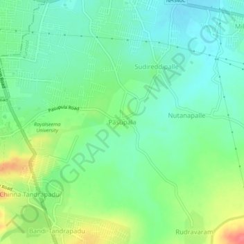 Mappa topografica Pasupala, altitudine, rilievo