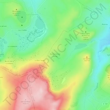 Mappa topografica Roche-Orcine Haute, altitudine, rilievo
