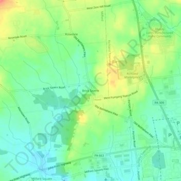 Mappa topografica Brick Tavern, altitudine, rilievo